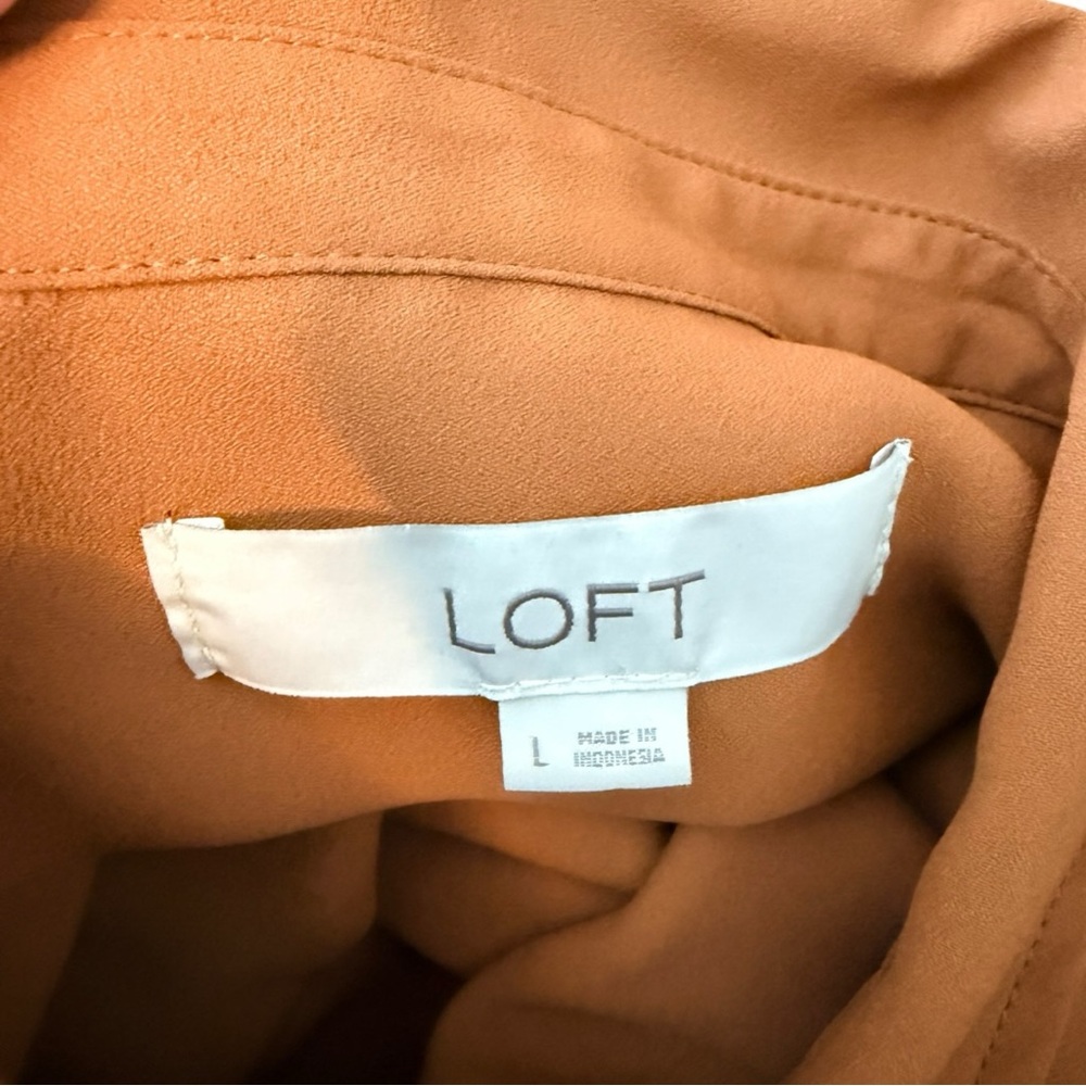 Loft Rust Utility Button Down Blouse Size L - image 2